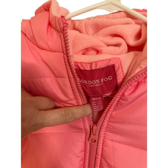 London Fog Girls Coral Hooded Puffer Jacket M/5-6 Fleece Lined Winter Coat NWT - Picture 2 of 6